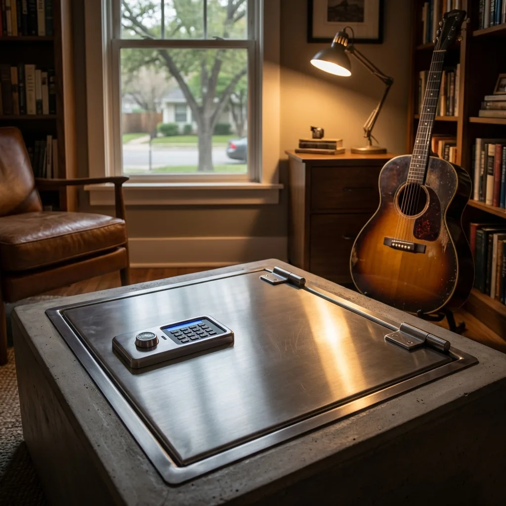 Robust floor safe installed in Austin home office